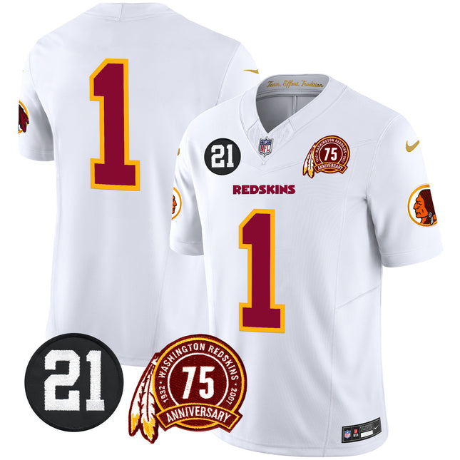 Men's Washington Redskins 75th & Sean Taylor Patch Vapor Limited Jersey - All Stitched