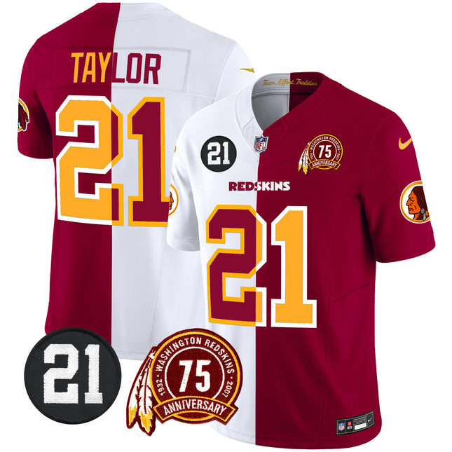 Men's Washington Redskins 75th & Sean Taylor Patch Vapor Limited Jersey - All Stitched