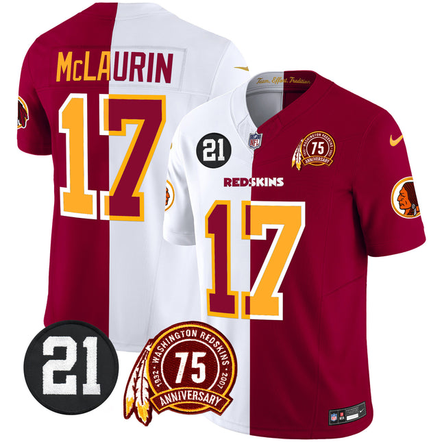 Men's Washington Redskins 75th & Sean Taylor Patch Vapor Limited Jersey - All Stitched
