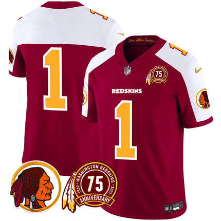 Men's Washington Redskins 75th Patch Throwback Vapor Limited Jersey - All Stitched