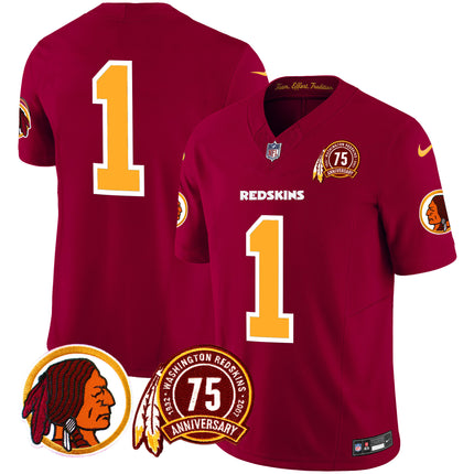 Men's Washington Redskins 75th Patch Throwback Vapor Limited Jersey - All Stitched