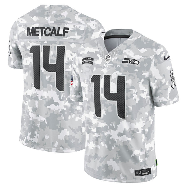 DK Metcalf Seattle Seahawks 2024 Salute To Service Arctic Camo Jersey - All Stitched