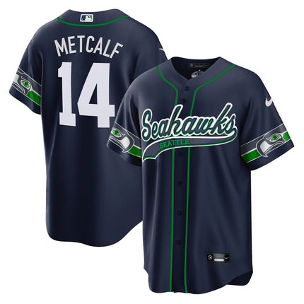 Men's Seahawks Throwback & Gold Cool Base Jersey V2 - All Stitched