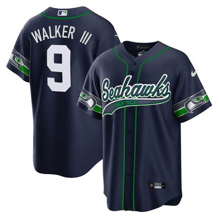 Men's Seahawks Throwback & Gold Cool Base Jersey V2 - All Stitched