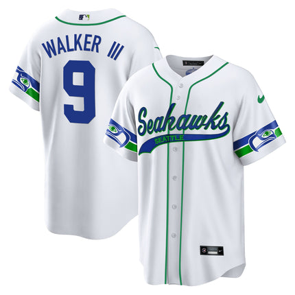 Men's Seahawks Throwback & Gold Cool Base Jersey V2 - All Stitched