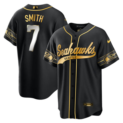 Men's Seahawks Throwback & Gold Cool Base Jersey V2 - All Stitched
