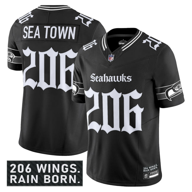 Men's Seattle Seahawks 'Gothic Rain City Shadows Edition' Vapor Limited Jersey - All Stitched