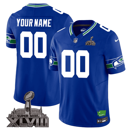 Men's Seattle Seahawks Limited Jersey - SB XLVIII + Washington Home Patch