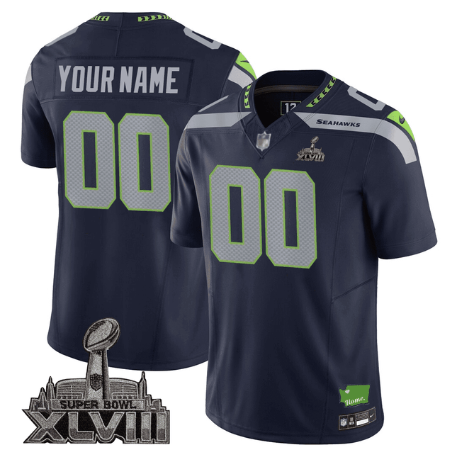 Men's Seattle Seahawks Limited Jersey - SB XLVIII + Washington Home Patch