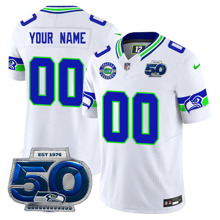 Custom Gender/Name Seattle Seahawks 50th Season Vapor Limited Jersey - All Stitched