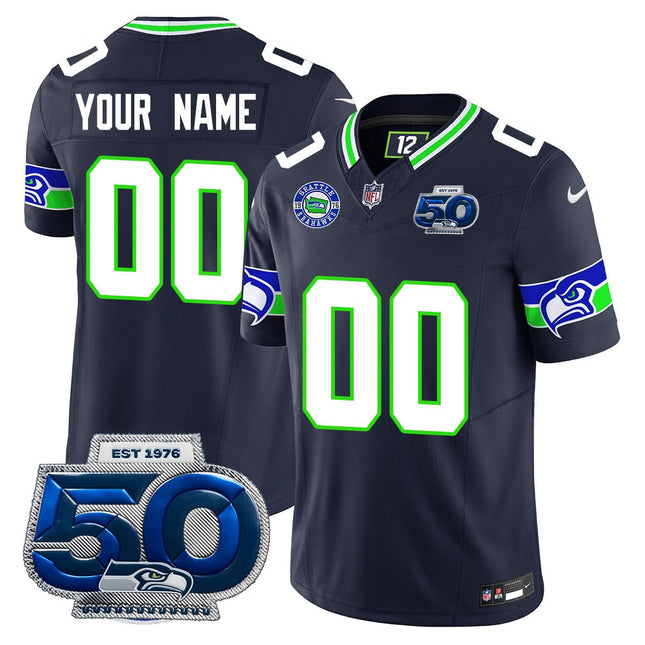 Custom Gender/Name Seattle Seahawks 50th Season Vapor Limited Jersey - All Stitched
