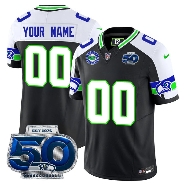 Custom Gender/Name Seattle Seahawks 50th Season Vapor Limited Jersey - All Stitched