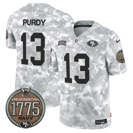 Men's 49ers 2024 Salute to Service Establishment Year Patch Vapor Limited Jersey - All Stitched