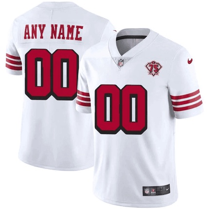 San Francisco 49Ers 75Th Anniversary Throwback Scarlet Custom Jersey – All Stitched