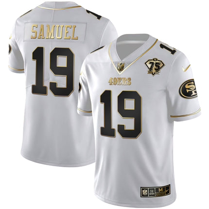 Men's 49ers 75th Anniversary Patch White Gold & Black Gold - All Stitched