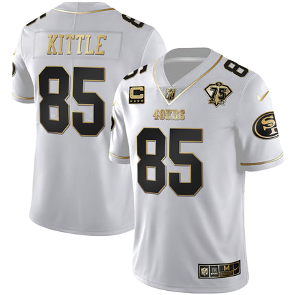 Men's 49ers 75th Anniversary Patch White Gold & Black Gold - All Stitched