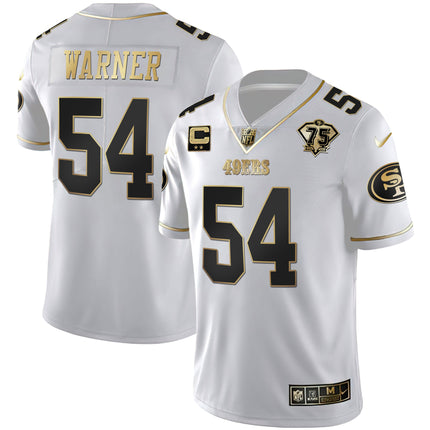 Men's 49ers 75th Anniversary Patch White Gold & Black Gold - All Stitched