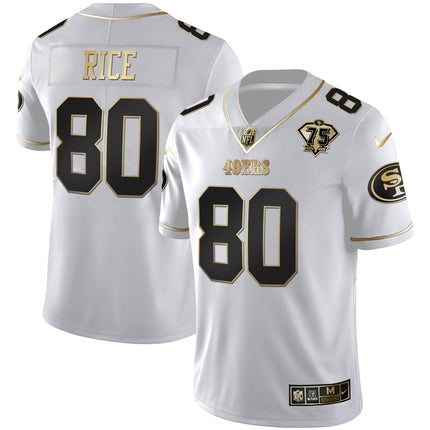 Men's 49ers 75th Anniversary Patch White Gold & Black Gold - All Stitched