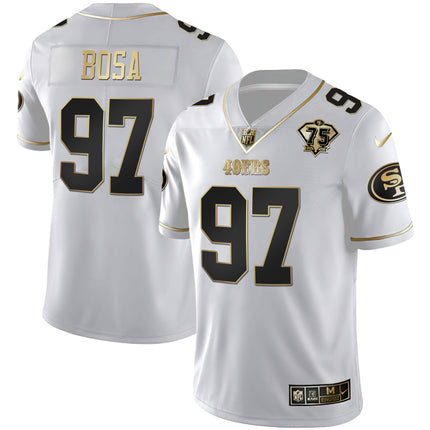 Men's 49ers 75th Anniversary Patch White Gold & Black Gold - All Stitched