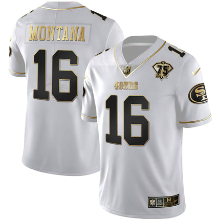 Men's 49ers 75th Anniversary Patch White Gold & Black Gold - All Stitched
