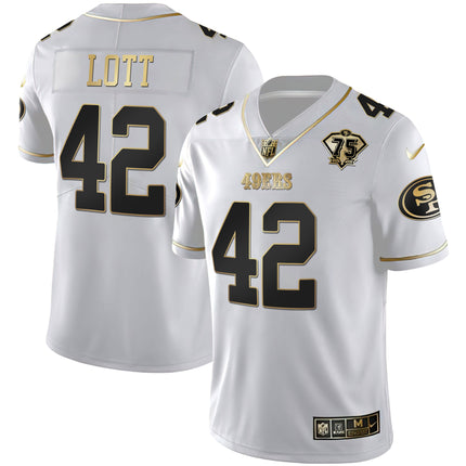 Men's 49ers 75th Anniversary Patch White Gold & Black Gold - All Stitched