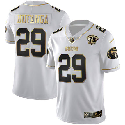 Men's 49ers 75th Anniversary Patch White Gold & Black Gold - All Stitched