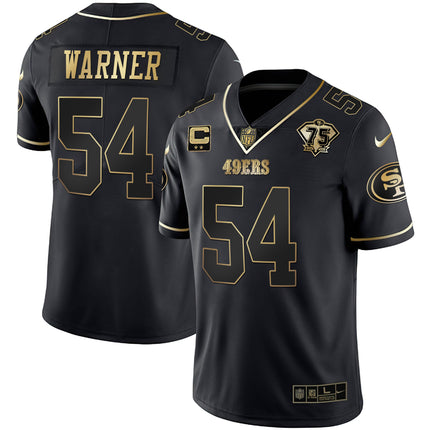 Men's 49ers 75th Anniversary Patch White Gold & Black Gold - All Stitched