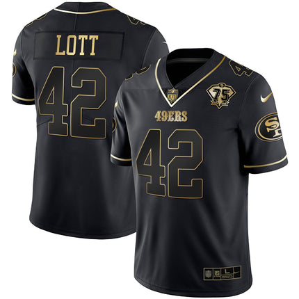 Men's 49ers 75th Anniversary Patch White Gold & Black Gold - All Stitched