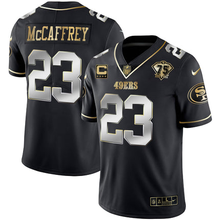 Men's 49ers 75th Anniversary Patch White Gold & Black Gold - All Stitched
