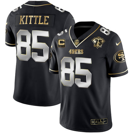 Men's 49ers 75th Anniversary Patch White Gold & Black Gold - All Stitched