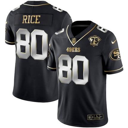Men's 49ers 75th Anniversary Patch White Gold & Black Gold - All Stitched