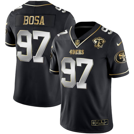 Men's 49ers 75th Anniversary Patch White Gold & Black Gold - All Stitched