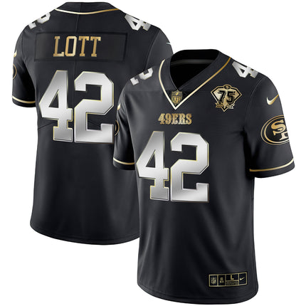 Men's 49ers 75th Anniversary Patch White Gold & Black Gold - All Stitched