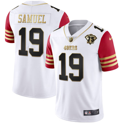 Men's 49ers 75th Anniversary Patch White Gold & Black Gold - All Stitched