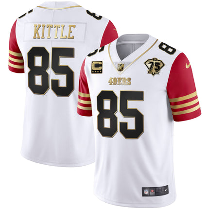 Men's 49ers 75th Anniversary Patch White Gold & Black Gold - All Stitched