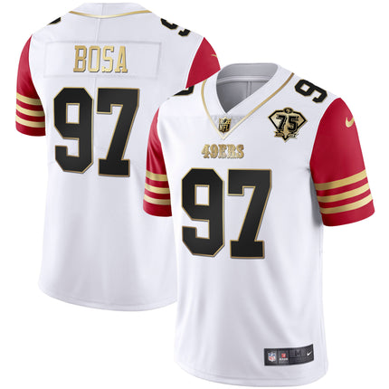 Men's 49ers 75th Anniversary Patch White Gold & Black Gold - All Stitched