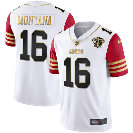 Men's 49ers 75th Anniversary Patch White Gold & Black Gold - All Stitched