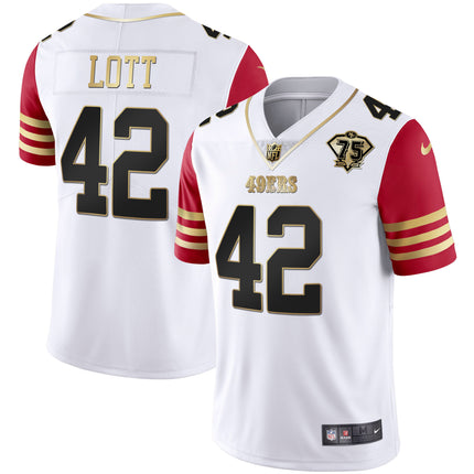 Men's 49ers 75th Anniversary Patch White Gold & Black Gold - All Stitched