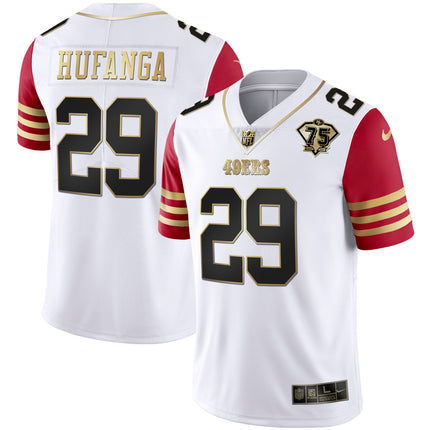 Men's 49ers 75th Anniversary Patch White Gold & Black Gold - All Stitched
