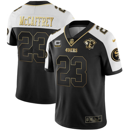 Men's 49ers 75th Anniversary Patch White Gold & Black Gold - All Stitched