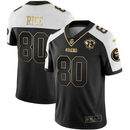 Men's 49ers 75th Anniversary Patch White Gold & Black Gold - All Stitched