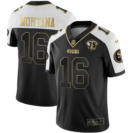 Men's 49ers 75th Anniversary Patch White Gold & Black Gold - All Stitched