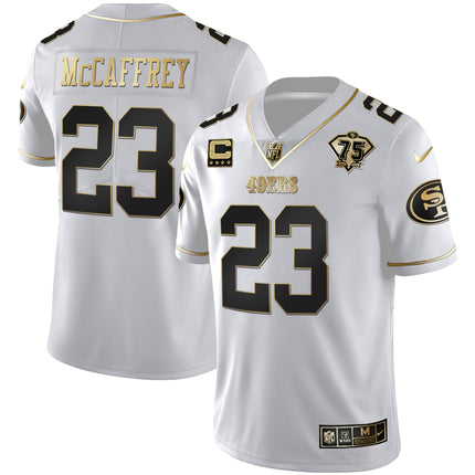 Men's 49ers 75th Anniversary Patch White Gold & Black Gold - All Stitched