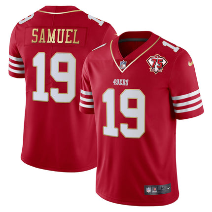 Men's 49ers 75th Anniversary Patch Vapor Gold Jersey Collection - All Stitched 1
