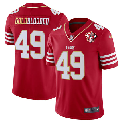 Men's 49ers 75th Anniversary Patch Vapor Gold Jersey Collection - All Stitched 1