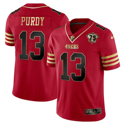Men's 49ers 75th Anniversary Patch Vapor Gold Jersey Collection - All Stitched 1