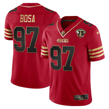 Men's 49ers 75th Anniversary Patch Vapor Gold Jersey Collection - All Stitched 1