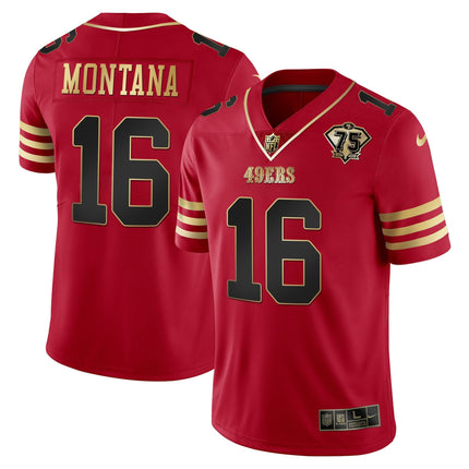 Men's 49ers 75th Anniversary Patch Vapor Gold Jersey Collection - All Stitched 1