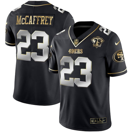 Men's 49ers 75th Anniversary Patch Vapor Gold Jersey Collection - All Stitched 1