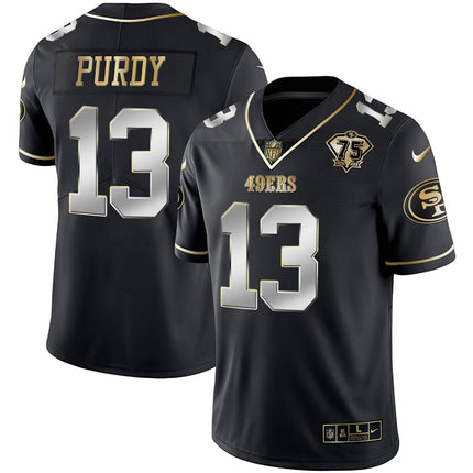 Men's 49ers 75th Anniversary Patch Vapor Gold Jersey Collection - All Stitched 1